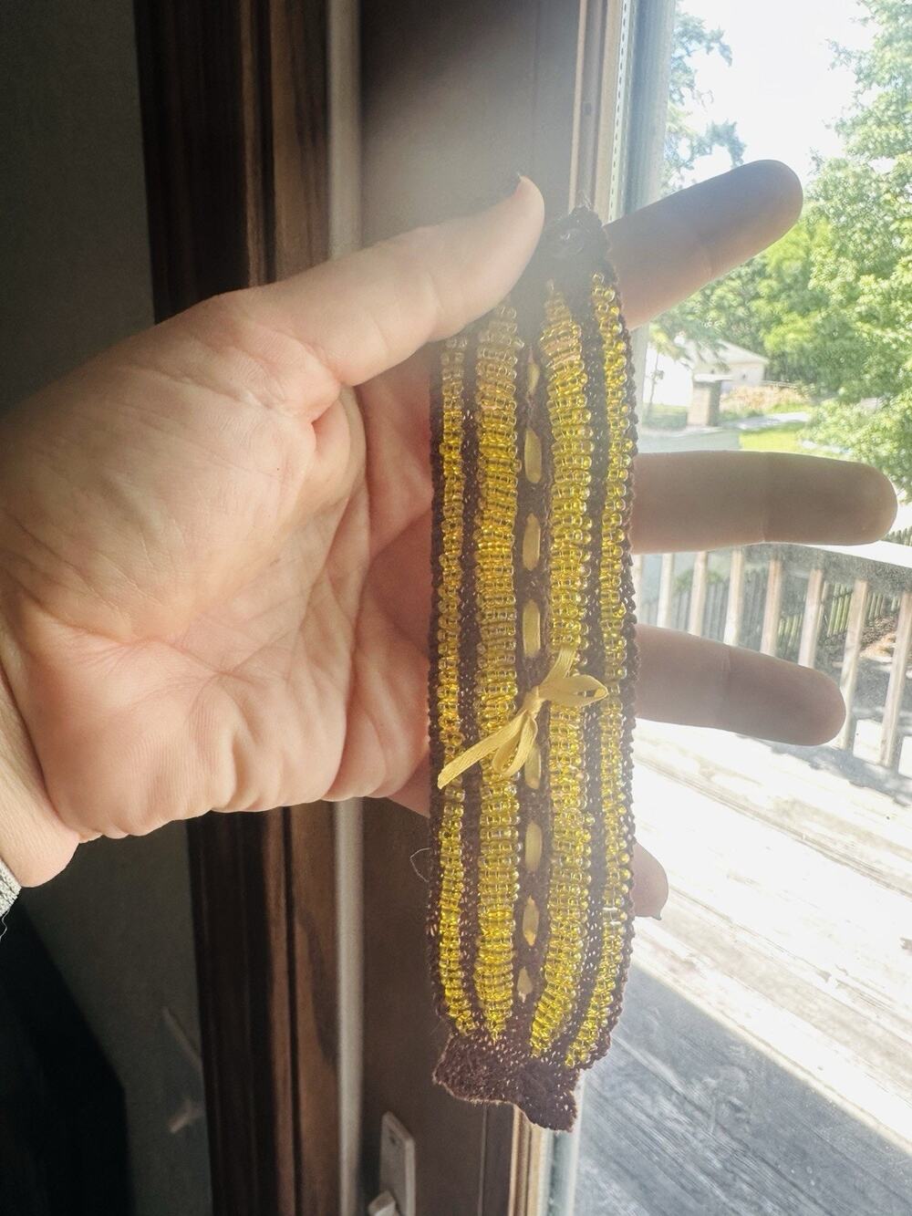 Handmade Beaded Bracelet Brown And Yellow